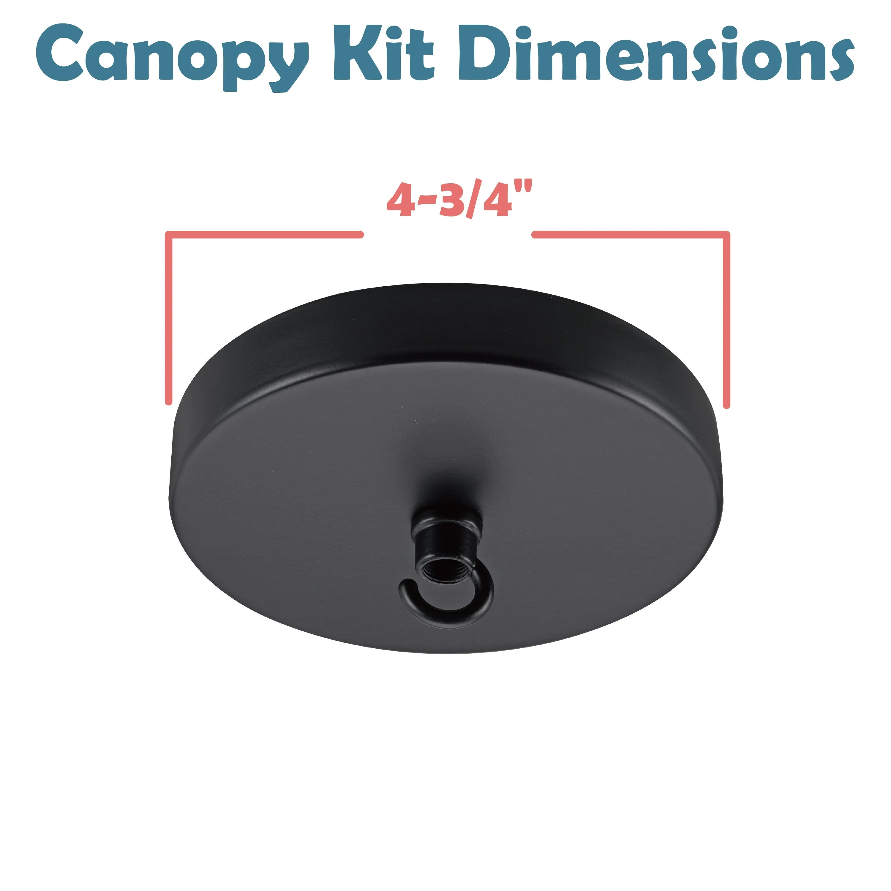 # 21510-1X Contemporary Chandelier Fixture Canopy Kit, 4-3/4" Diameter with Hook, 7/16" Center Hole, Matte Black, 1 Sets/Pack