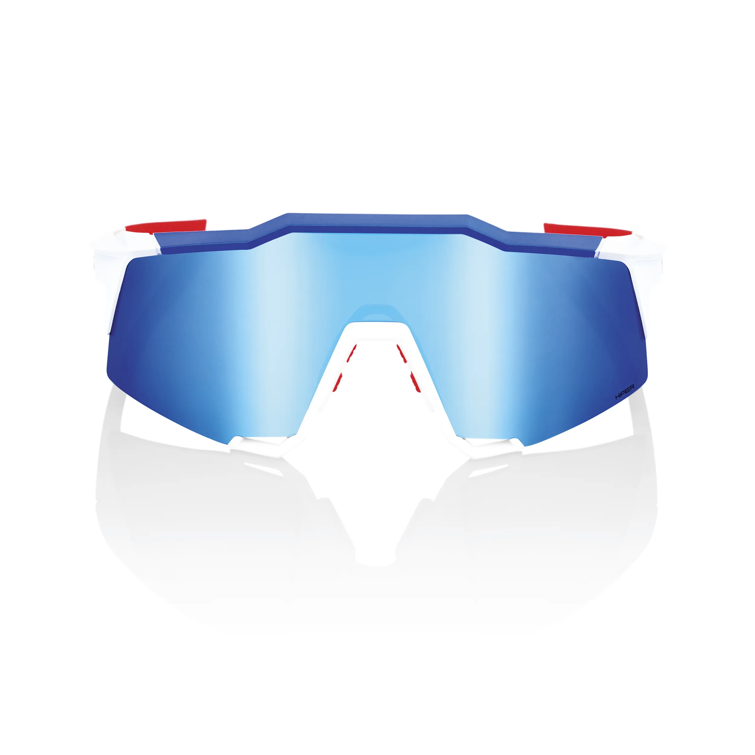 100% Speedcraft Sunglasses - TotalEnergies Team Matte White & Metallic Blue / HiPER Blue Multilayer Lens