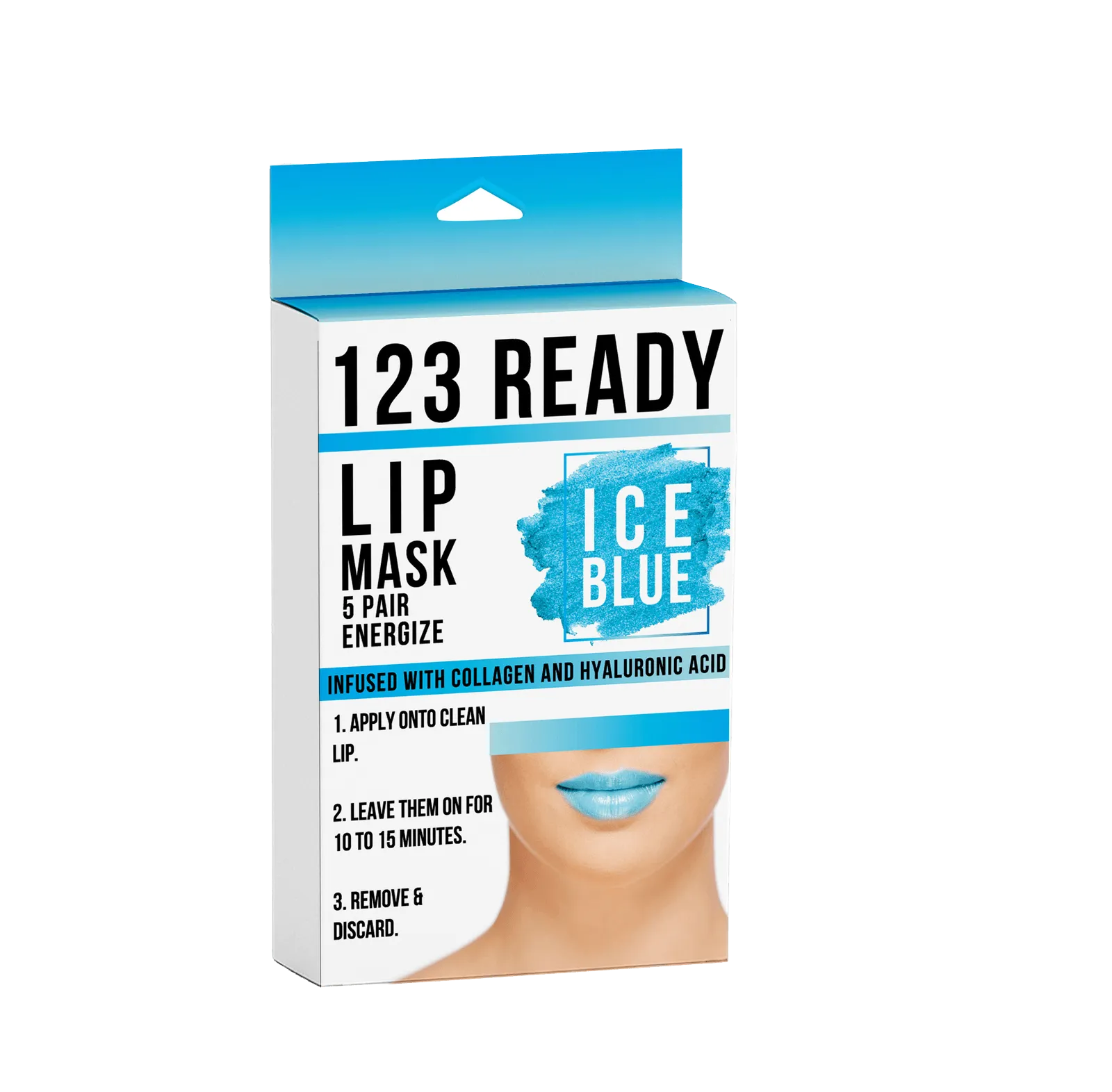 123 Ready ICE BLUE ENERGIZE GEL LIP PATCHES 5PC by ZAQ Skin & Body