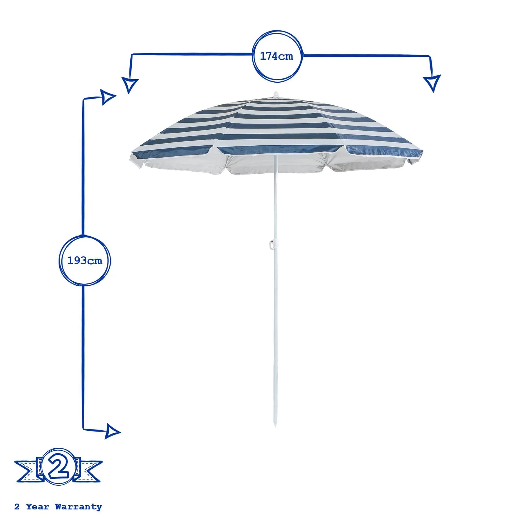1.74m Metal Beach Parasol