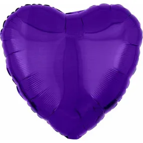18" Heart Pkg Metallic Purple Balloon Set With 15 Balloons