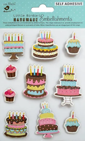 3D Embellishment 10/Pkg - Yummy Cakes