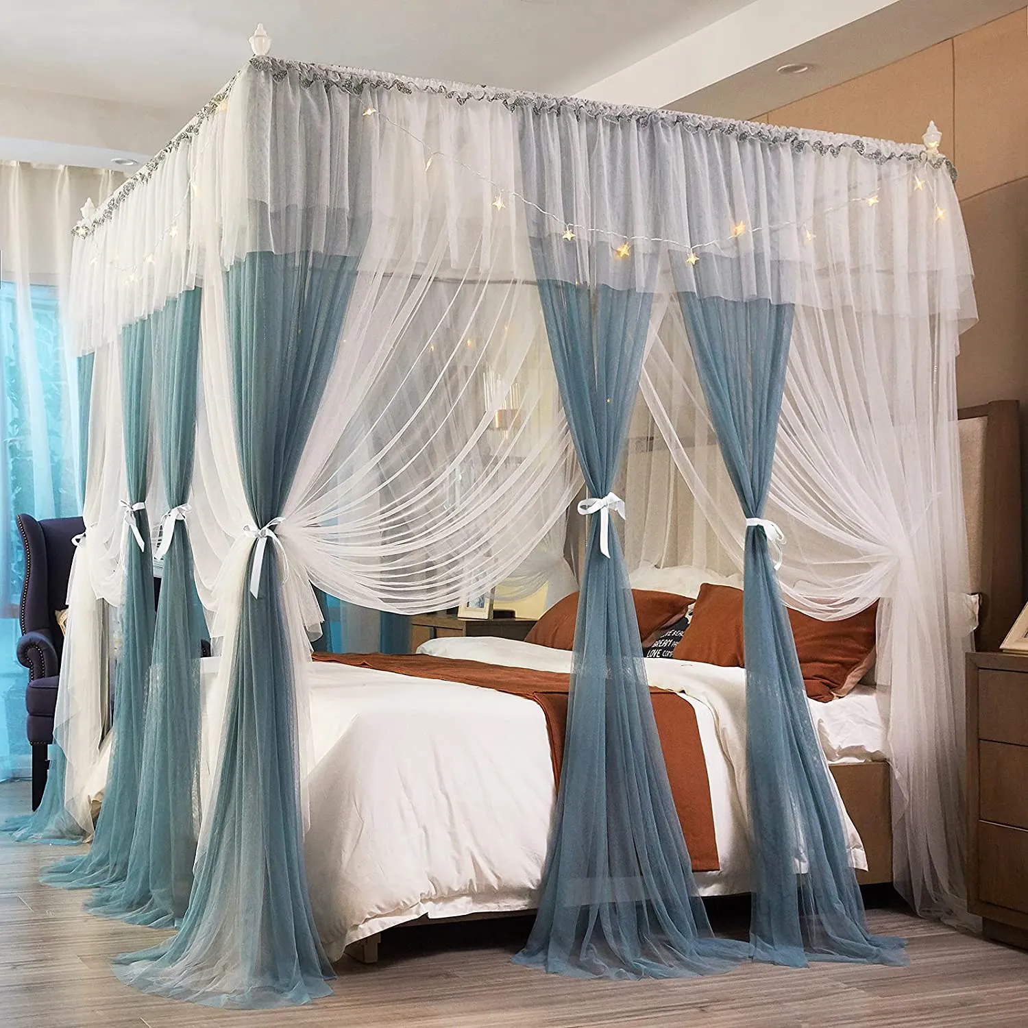 4 Corners Post Canopy Bed Curtains