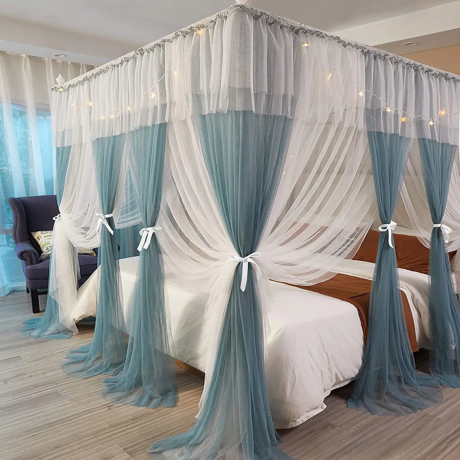 4 Corners Post Canopy Bed Curtains