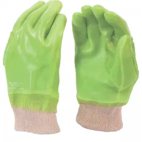 50mm 2.5'' Hi-vis heavy-duty lime knit wrist PVC gloves