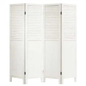 5.6 Ft Tall 4 Panel Folding Privacy Room Divider-White - Color: White