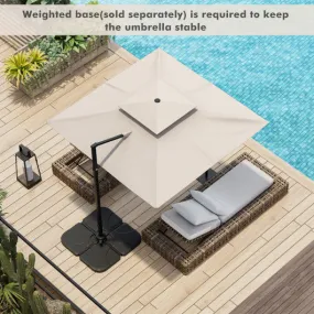 9.5 Feet Cantilever Patio Umbrella with 360° Rotation and Double Top-Beige