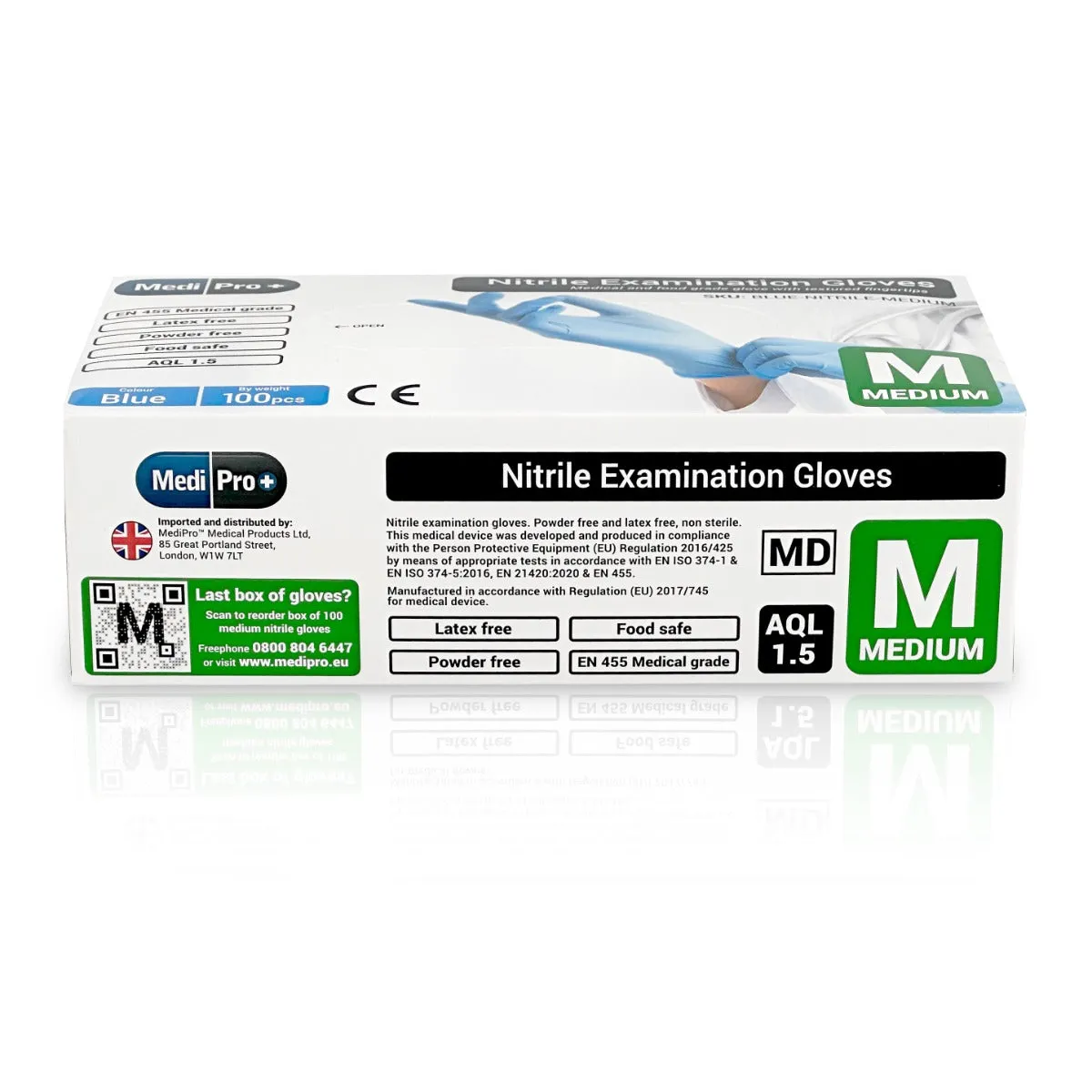 Blue Nitrile Gloves Medical Grade Cat III PPE Medium x 100