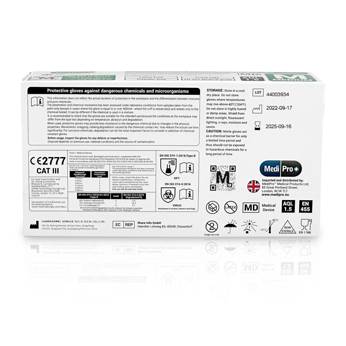 Blue Nitrile Gloves Medical Grade Cat III PPE Medium x 100