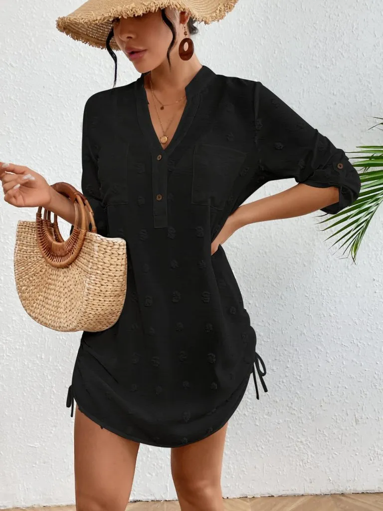 Button Down Bathing Suit Cover Up Dress