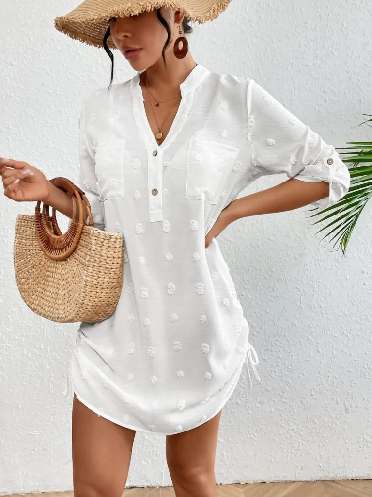 Button Down Bathing Suit Cover Up Dress