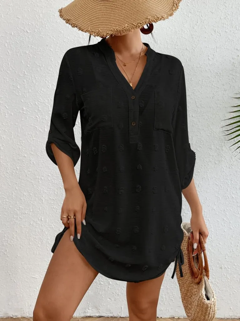 Button Down Bathing Suit Cover Up Dress