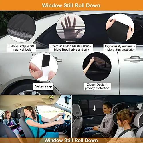 Car Window Shades 2 Pack Breathable Mesh Side Window for Baby