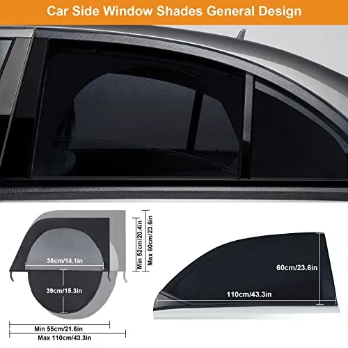Car Window Shades for Side Windows,2 Pack Breathable Mesh Side Window Sunshades Cover for Baby,Side Window Screen for Privacy,Sun Glare Protection,Car Camping Trip Interior Accessories