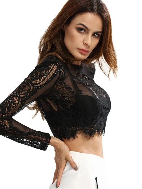 Fashion  See-through Long Sleeves T-shirt