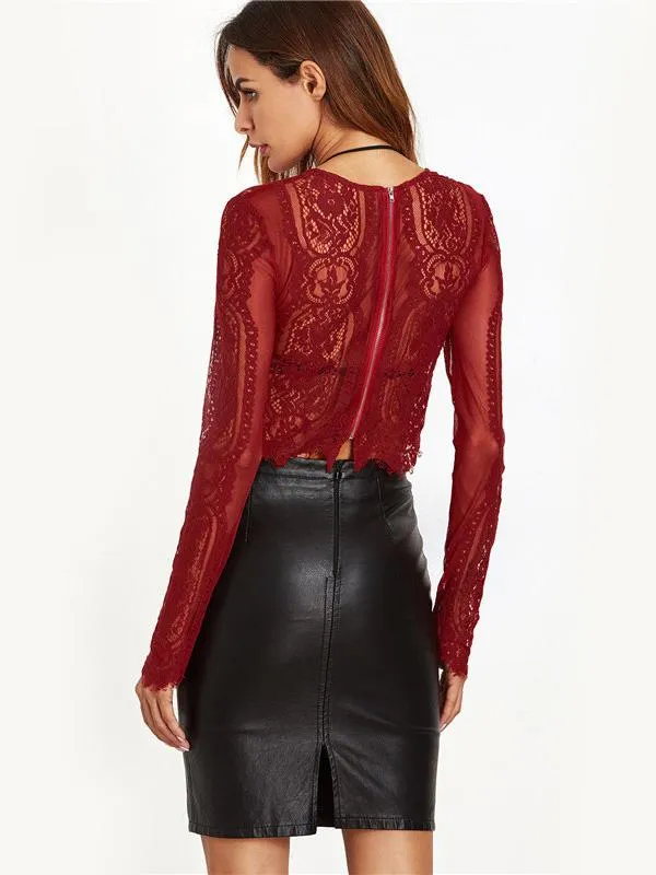 Fashion  See-through Long Sleeves T-shirt