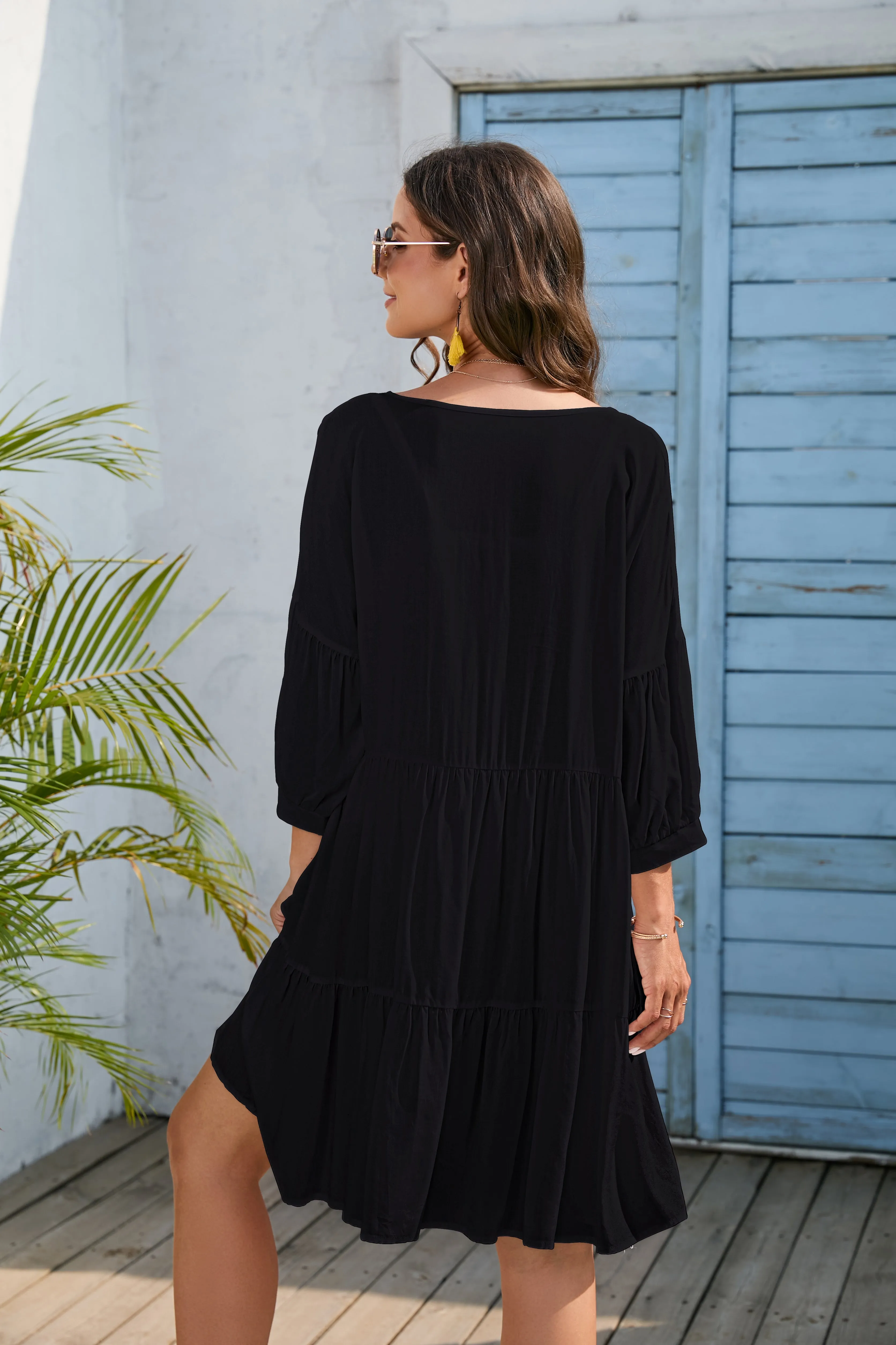 Flowy Hem Beachwear: Women's Casual Swimsuit Cover Up