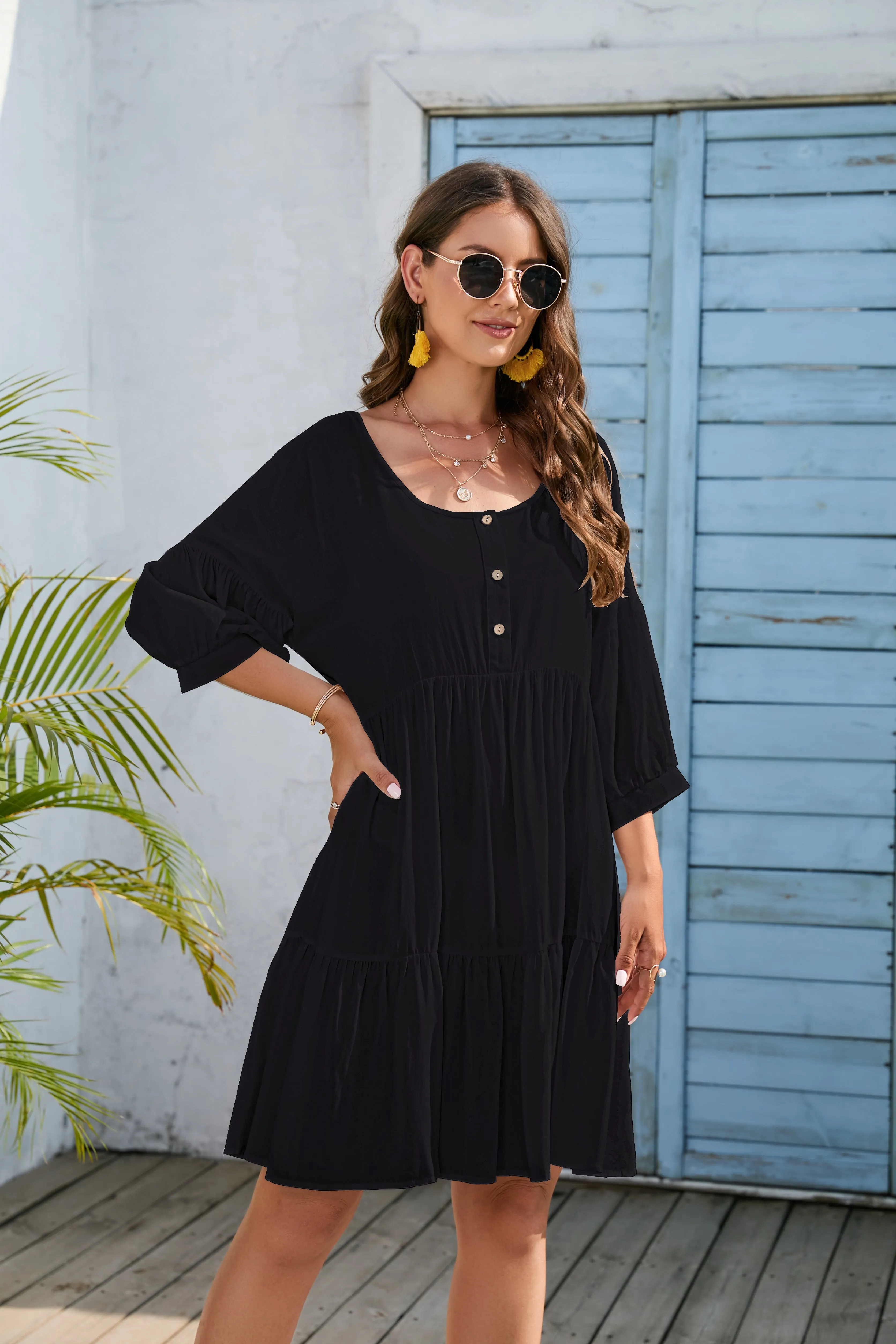 Flowy Hem Beachwear: Women's Casual Swimsuit Cover Up