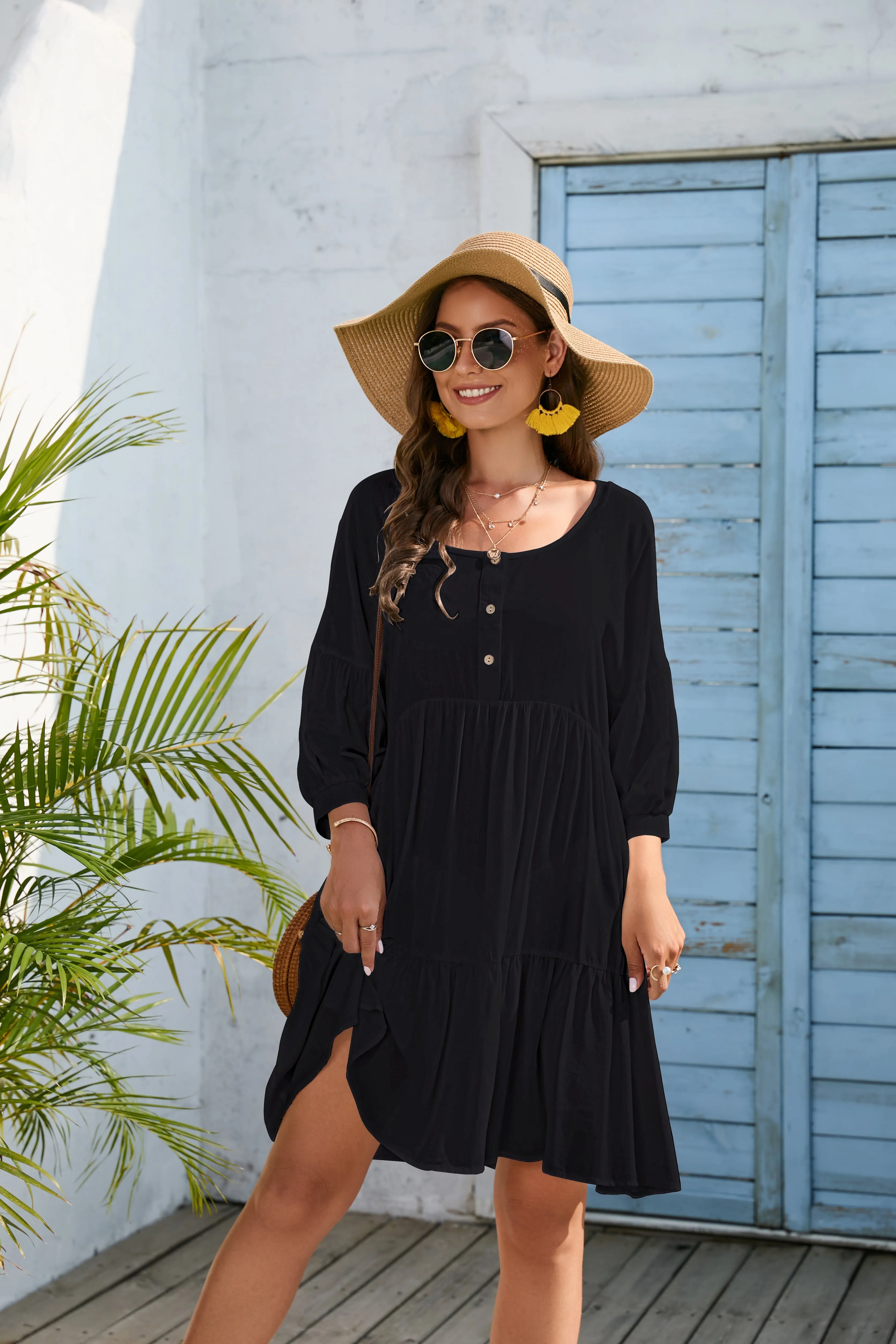 Flowy Hem Beachwear: Women's Casual Swimsuit Cover Up