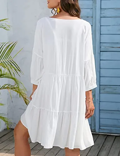 Flowy Hem Beachwear: Women's Casual Swimsuit Cover Up