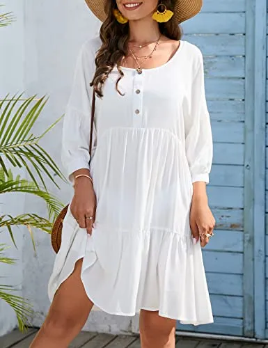 Flowy Hem Beachwear: Women's Casual Swimsuit Cover Up