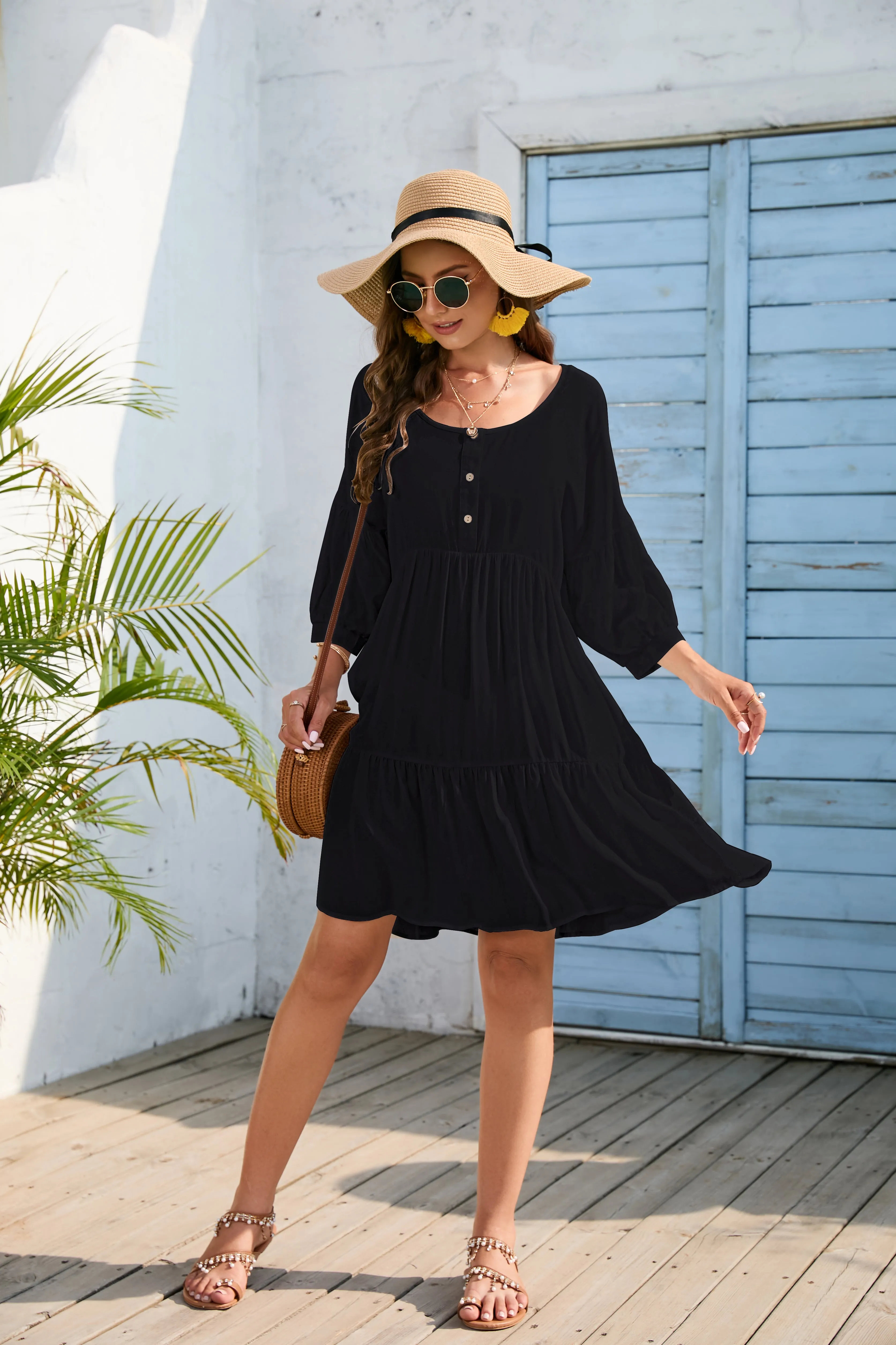 Flowy Hem Beachwear: Women's Casual Swimsuit Cover Up