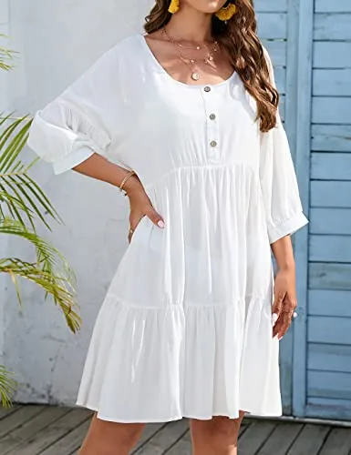 Flowy Hem Beachwear: Women's Casual Swimsuit Cover Up