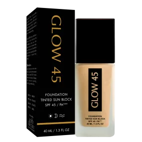 GLOW 45 Foundation Based Sunblock Cream - Tinted Sun Block SPF 45