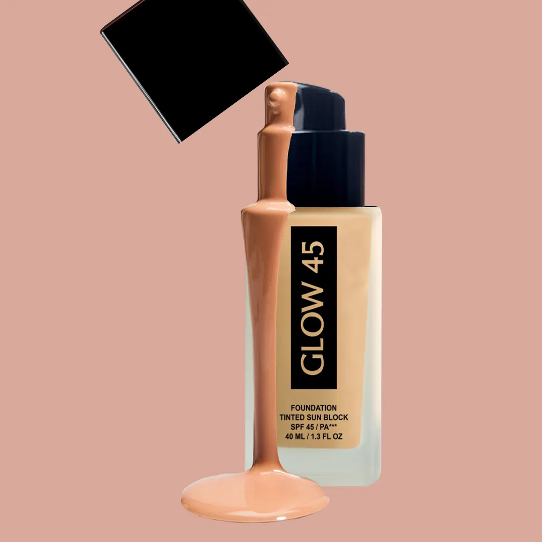 GLOW 45 Foundation Based Sunblock Cream - Tinted Sun Block SPF 45