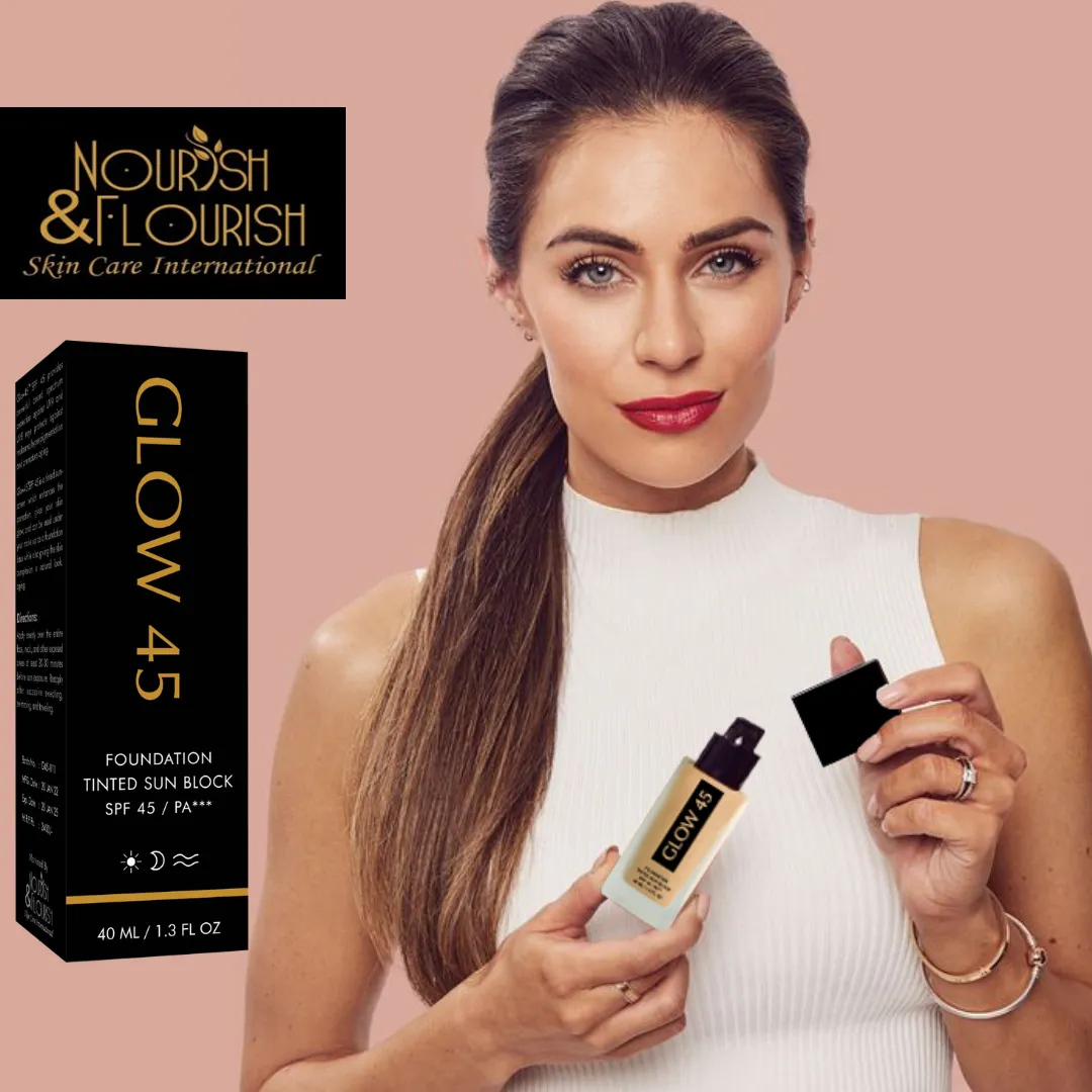 GLOW 45 Foundation Based Sunblock Cream - Tinted Sun Block SPF 45