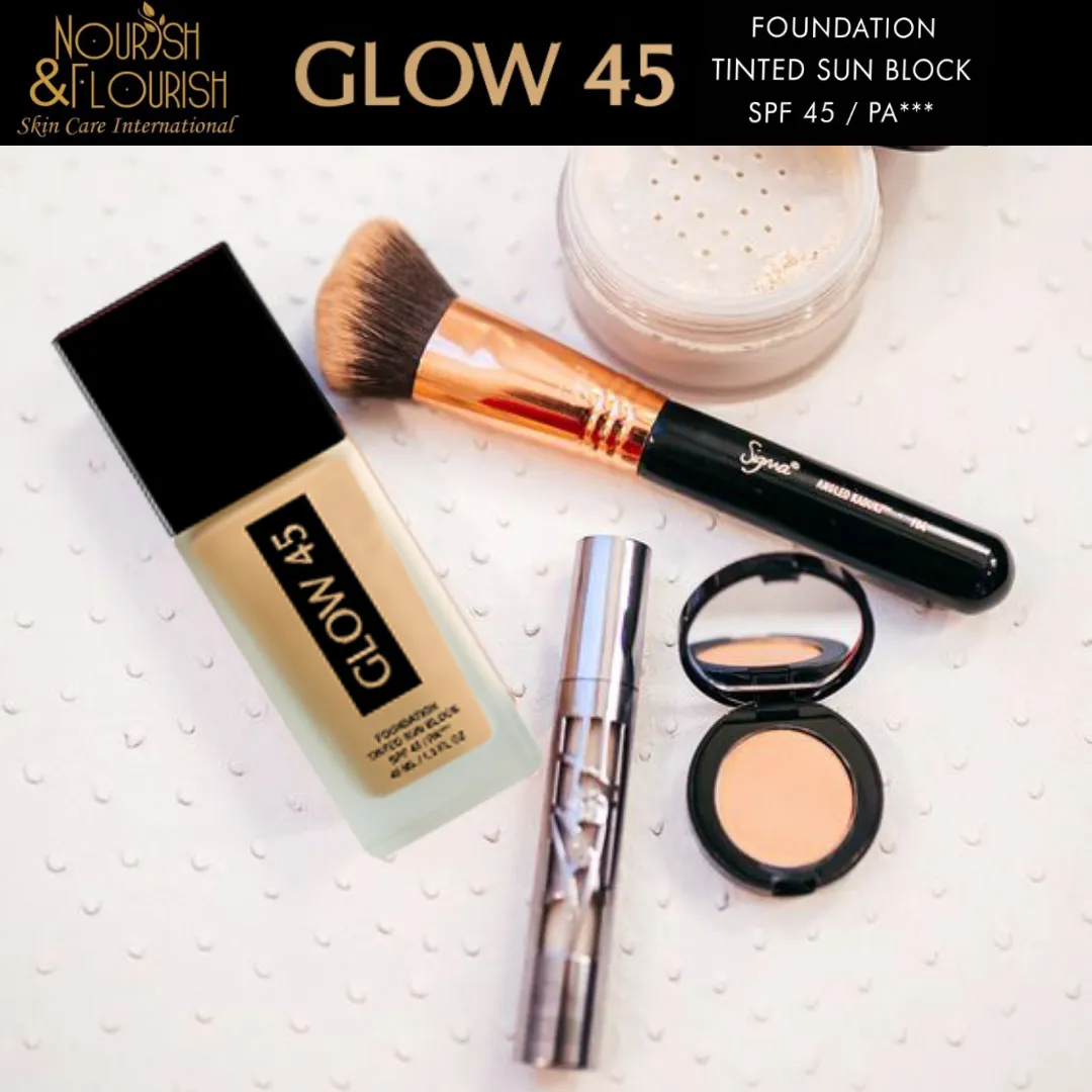 GLOW 45 Foundation Based Sunblock Cream - Tinted Sun Block SPF 45