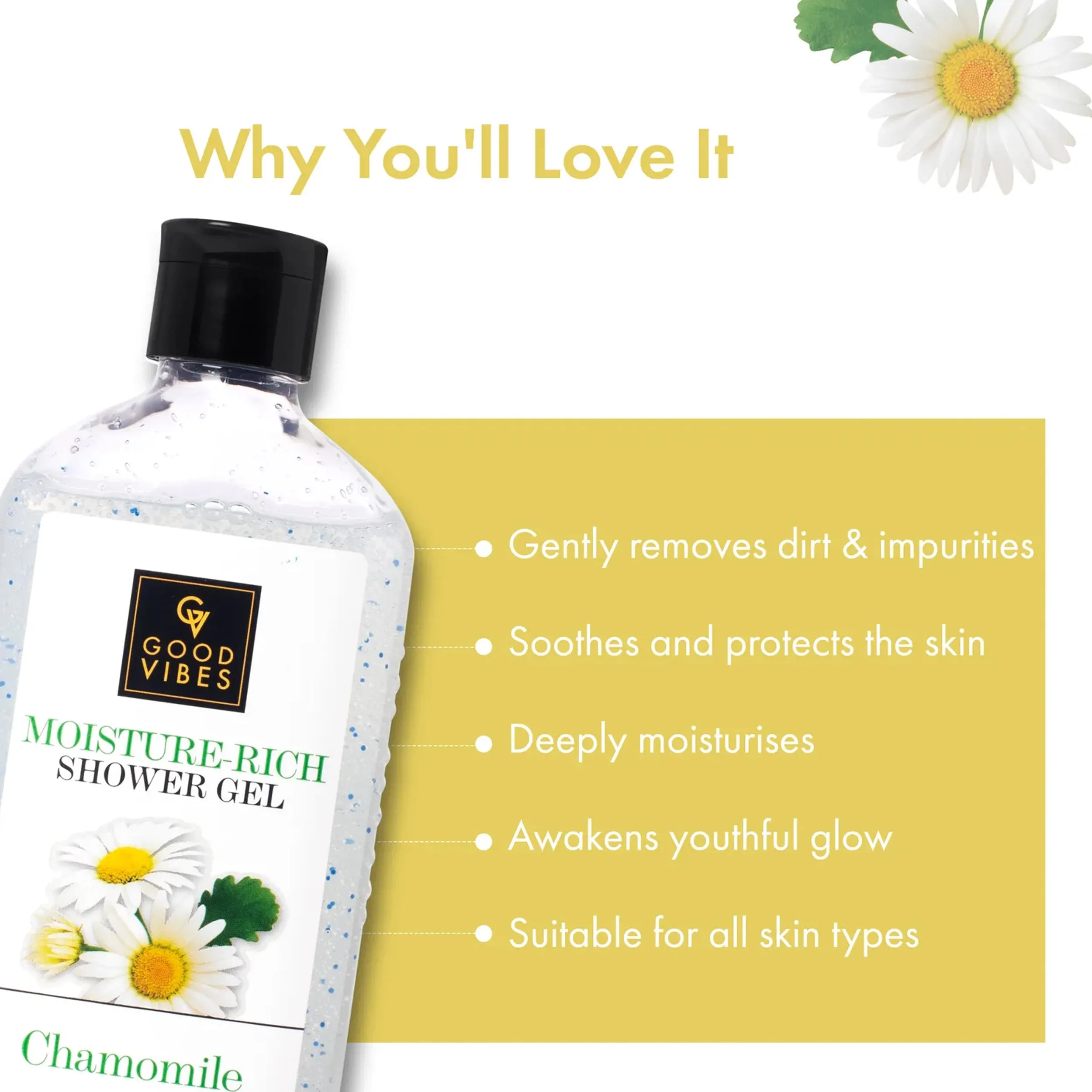Good Vibes Chamomile Moisture Rich Shower Gel | (Body Wash) Soothing, Moisturizing, Certified Fragrance (300 ml)