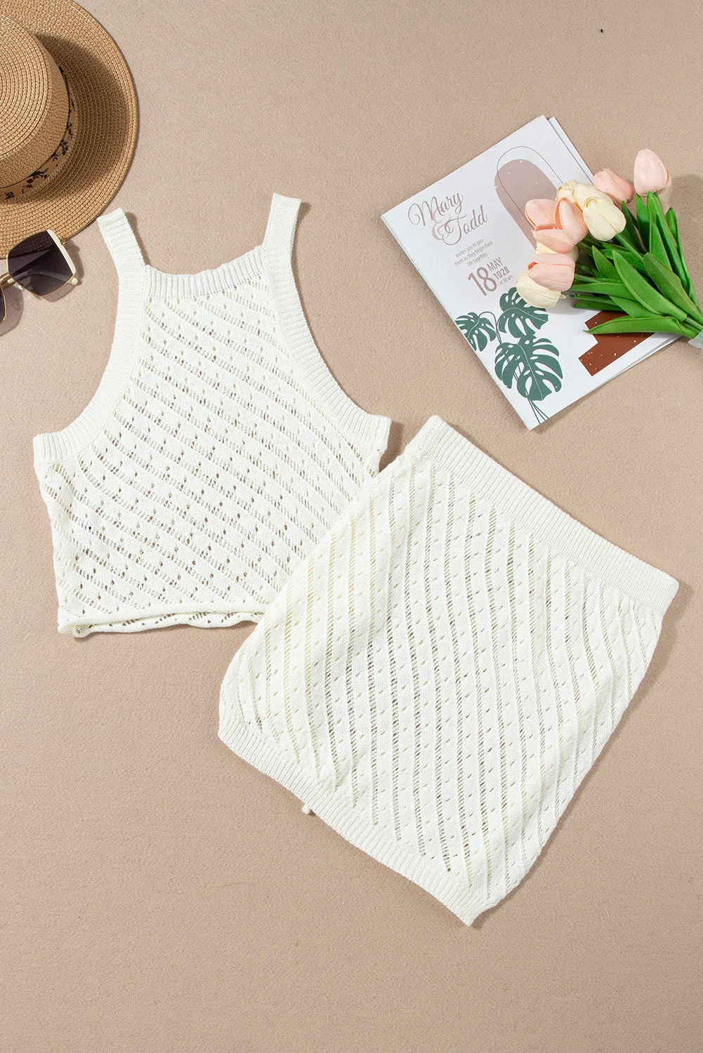 Hollowed Cropped 2 Piece Beach Dress
