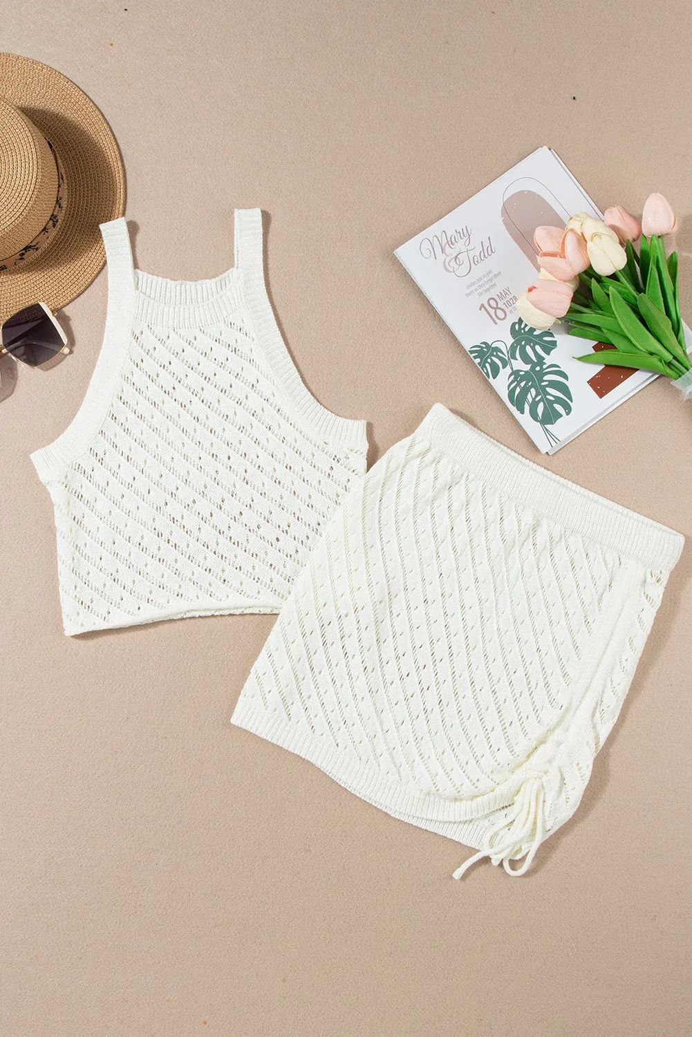 Hollowed Cropped 2 Piece Beach Dress