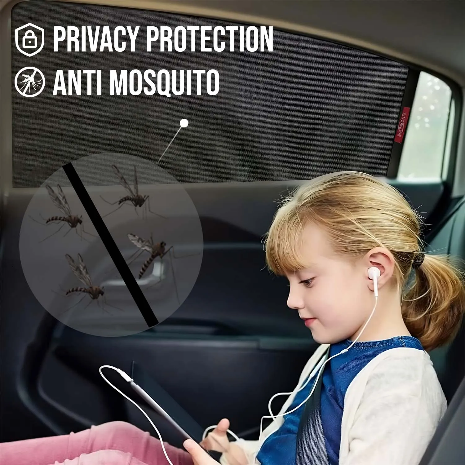 KINGSWAY® Etios Cross Car Sun Shade Z-Black Non Magnetic Fix Type Curtains for 2014 to 2020 Model, Compatible with Toyota Etios Cross Side Window Car Sunshade, Only Half Cut in Front Window, 4 Piece