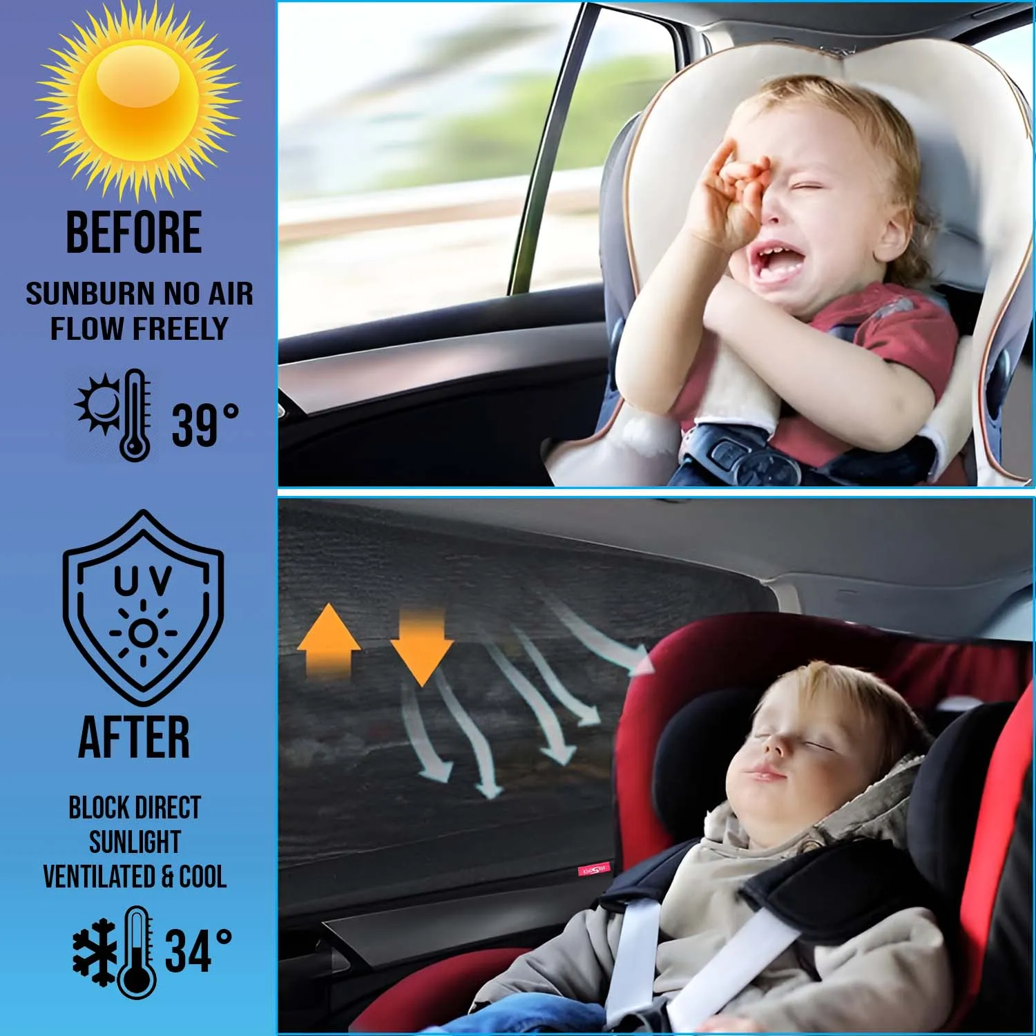 KINGSWAY® Grand i10 Car Sun Shade Z-Black Non Magnetic Fix Type Curtains for 2017 to 2019 Model, Compatible with Hyundai Grand i10 Side Window Car Sunshade, Only Half Cut in Front Window, 4 Piece