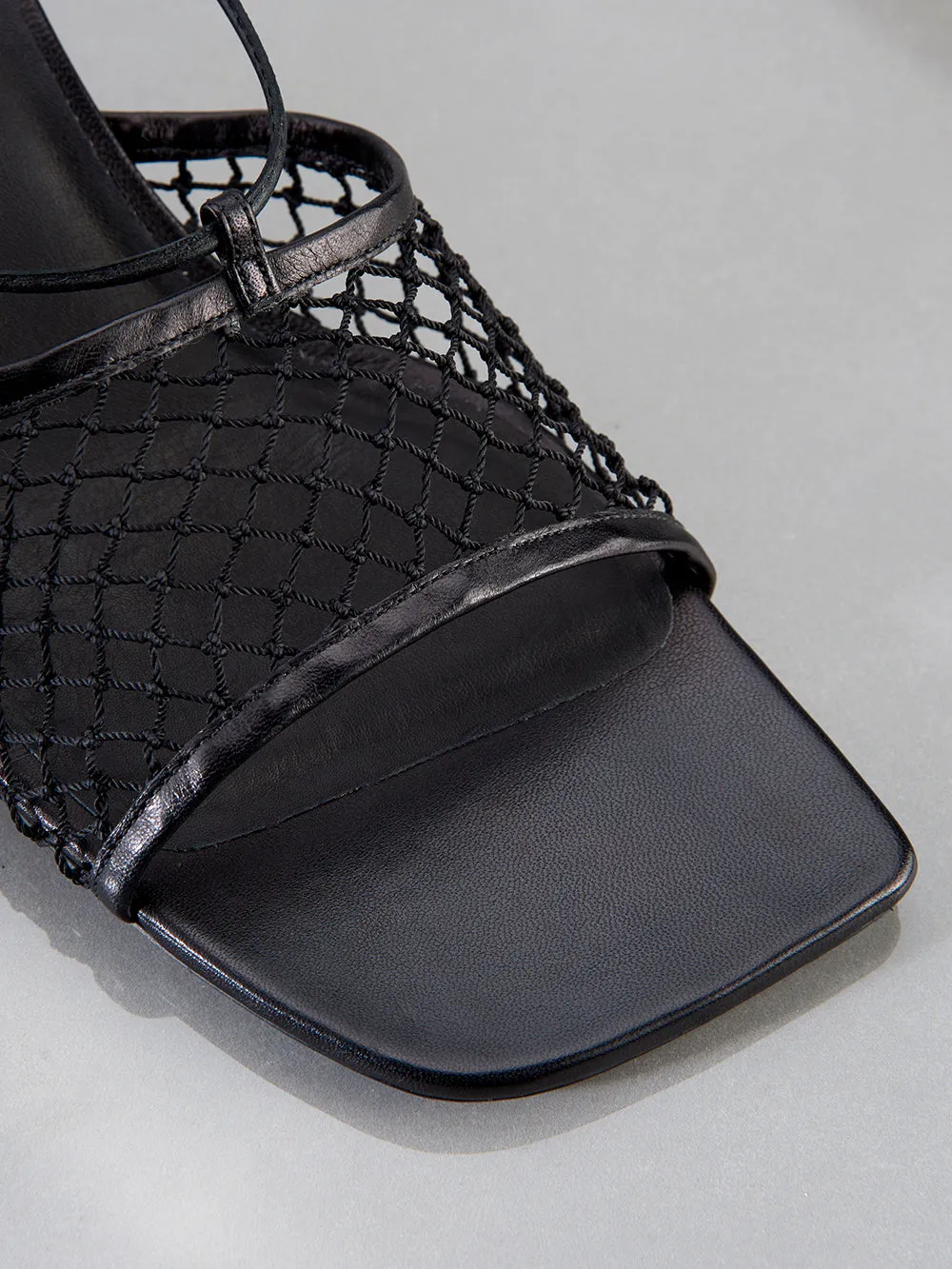 Le Adelaide Crochet Lace Up Heel -- Noir