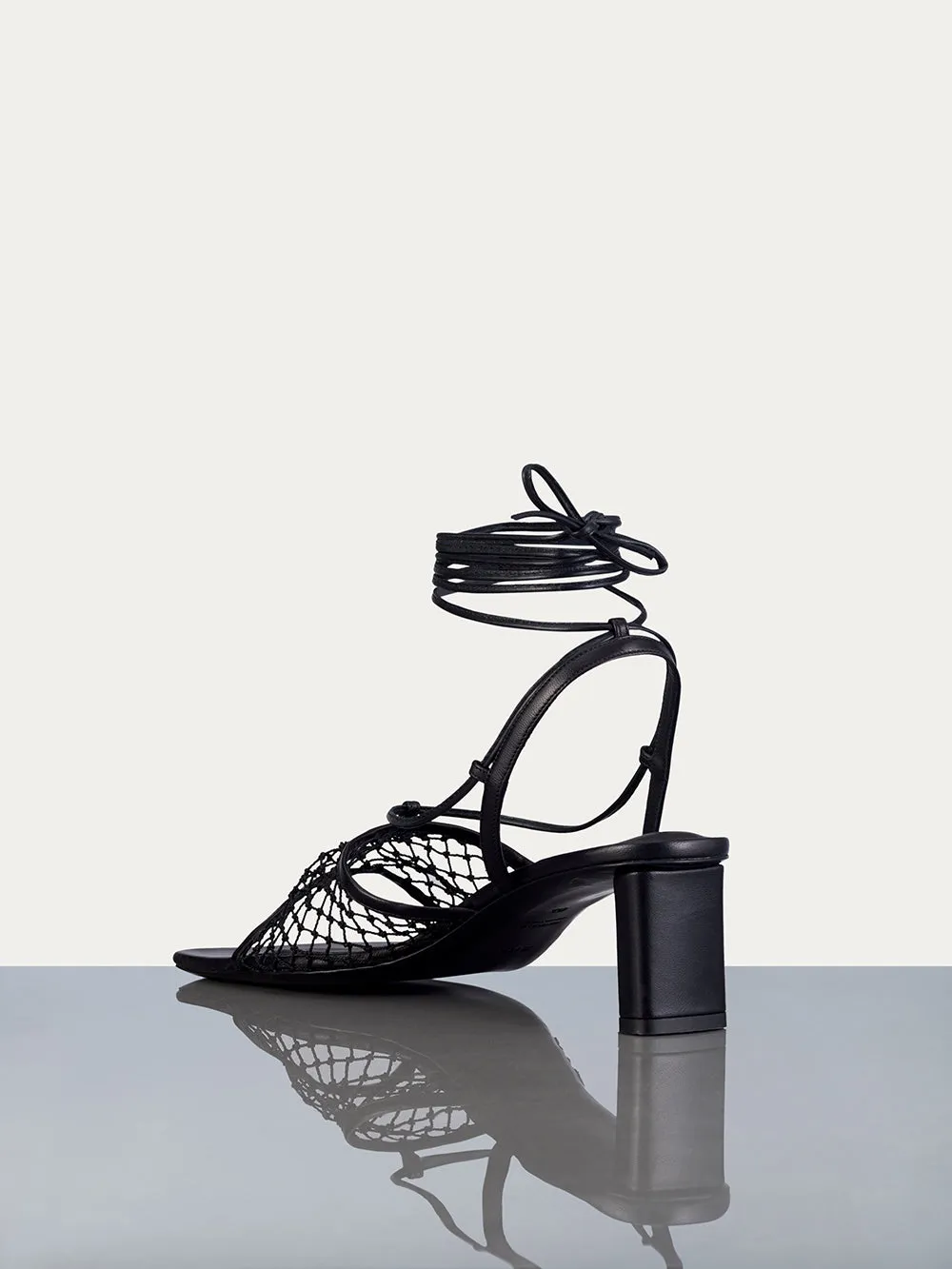 Le Adelaide Crochet Lace Up Heel -- Noir
