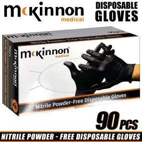 Mckinnon Nitrile Powder-Free Medical Gloves Black Box Of 90 Pieces