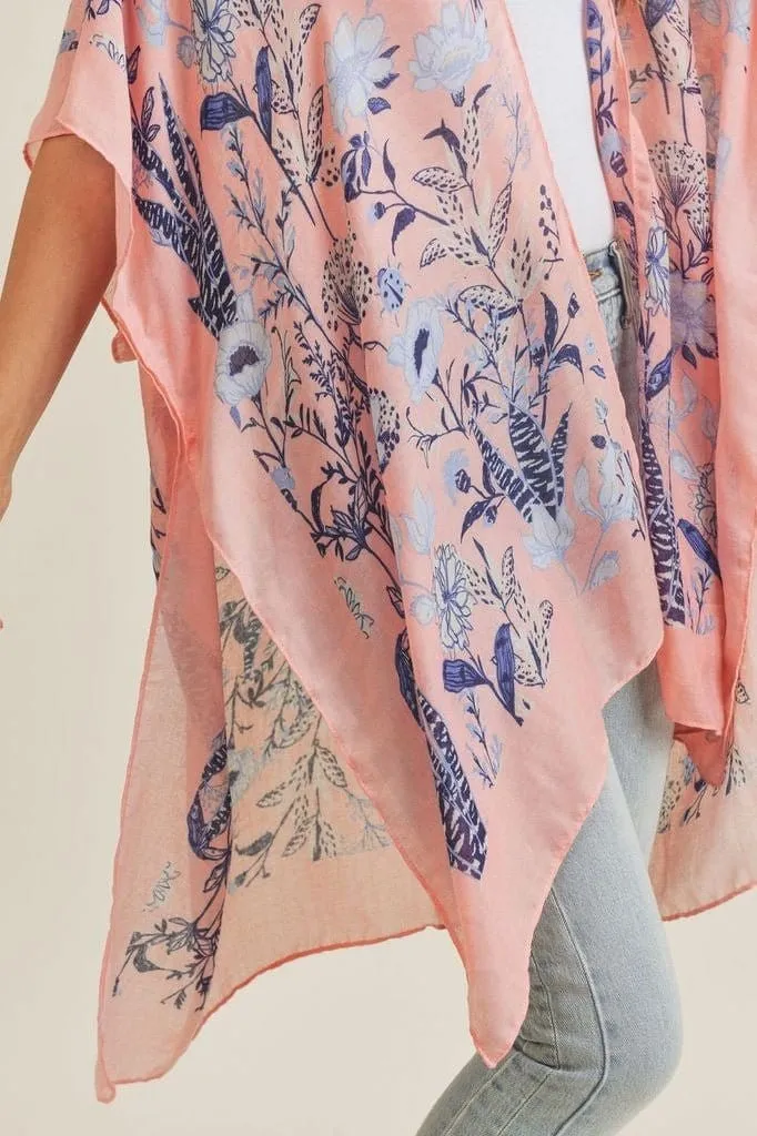 MS0212 Flower Pattern Beach Summer Kimono