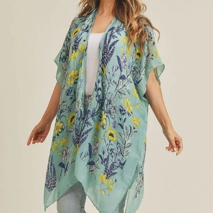 MS0212 Flower Pattern Beach Summer Kimono