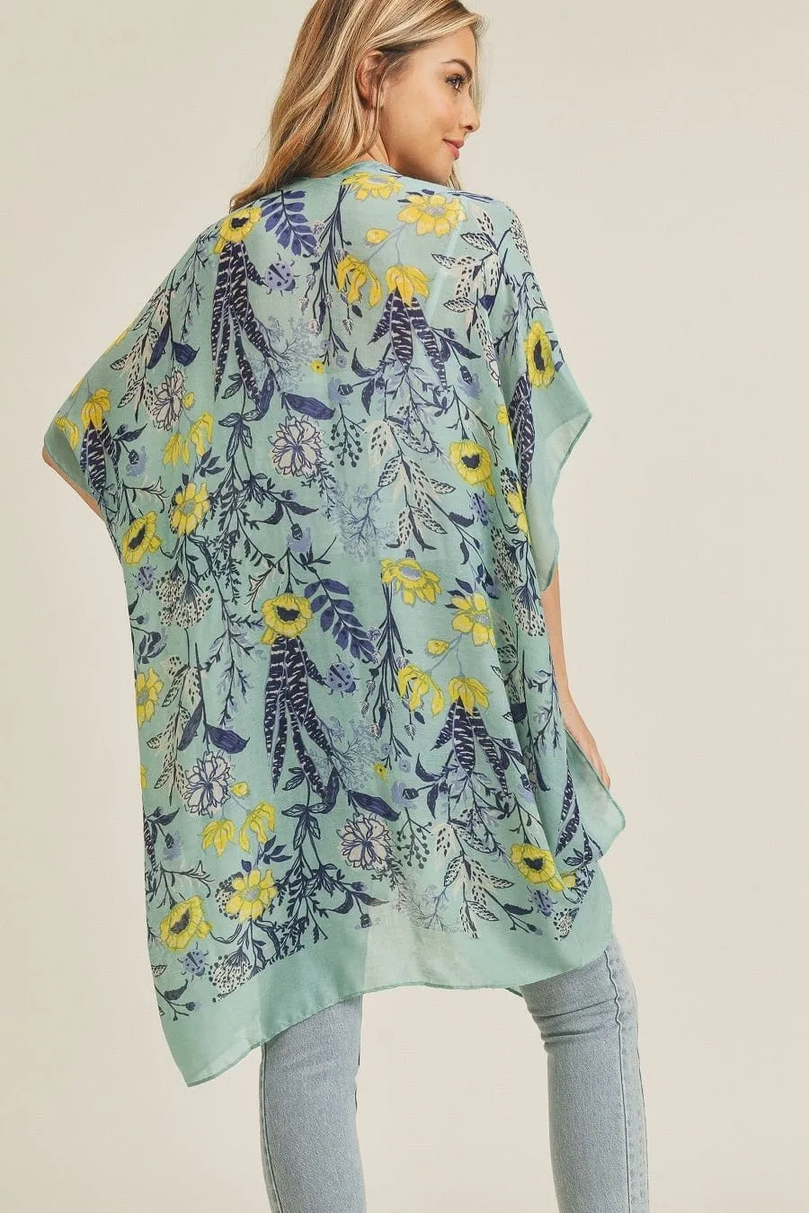 MS0212 Flower Pattern Beach Summer Kimono