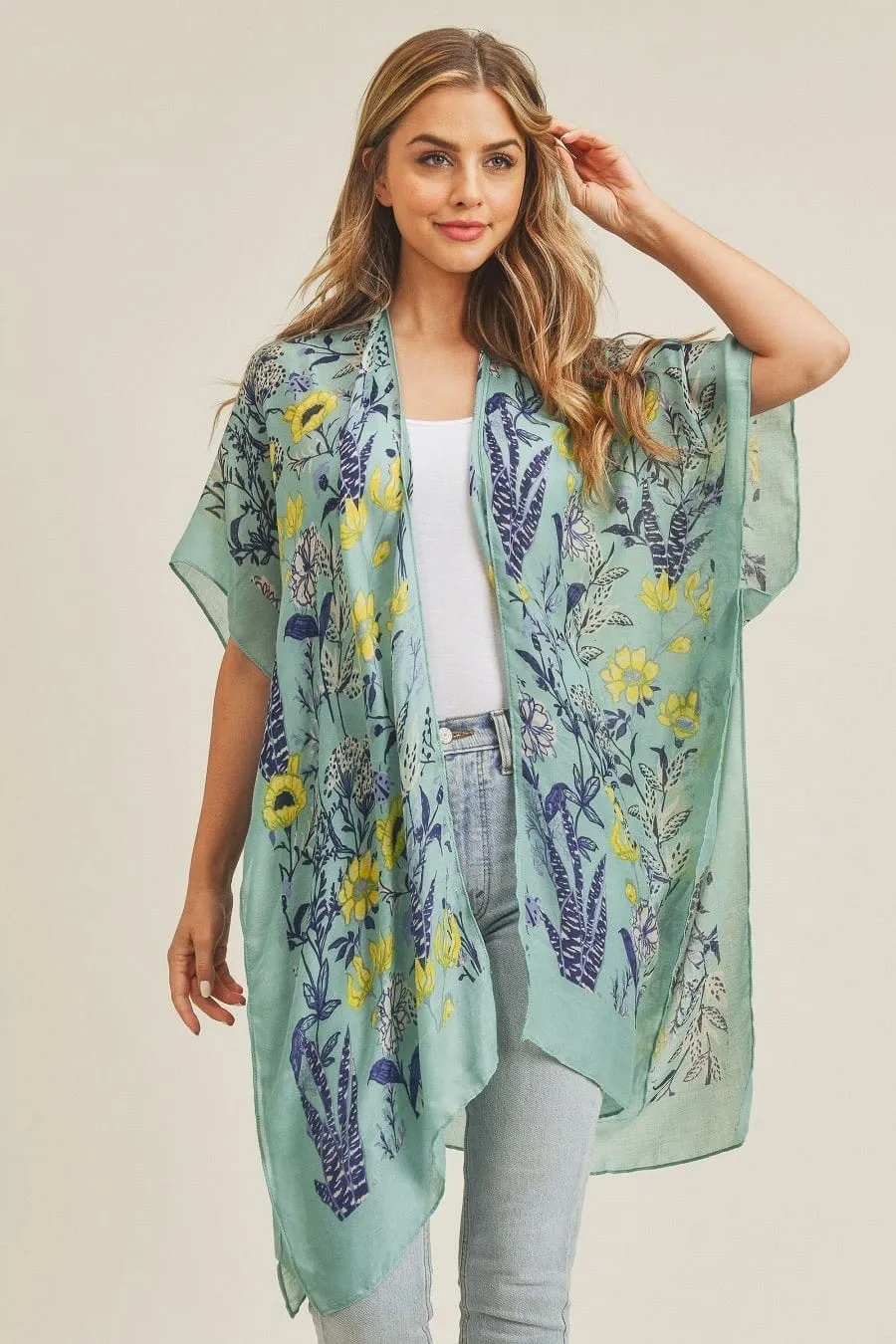 MS0212 Flower Pattern Beach Summer Kimono