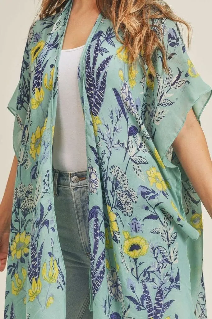 MS0212 Flower Pattern Beach Summer Kimono