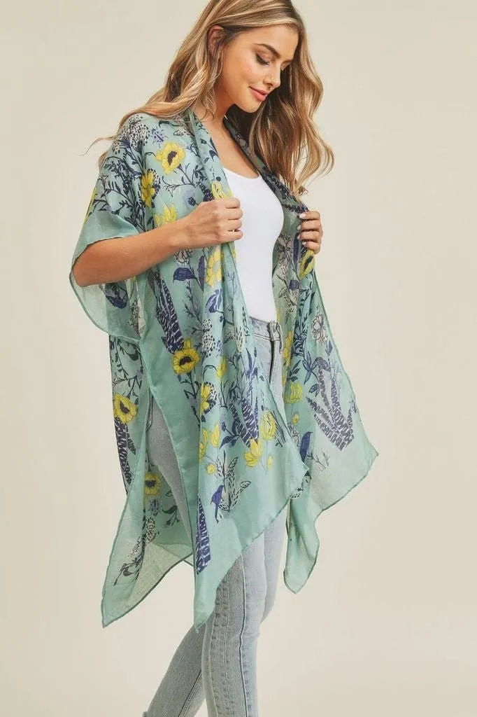 MS0212 Flower Pattern Beach Summer Kimono