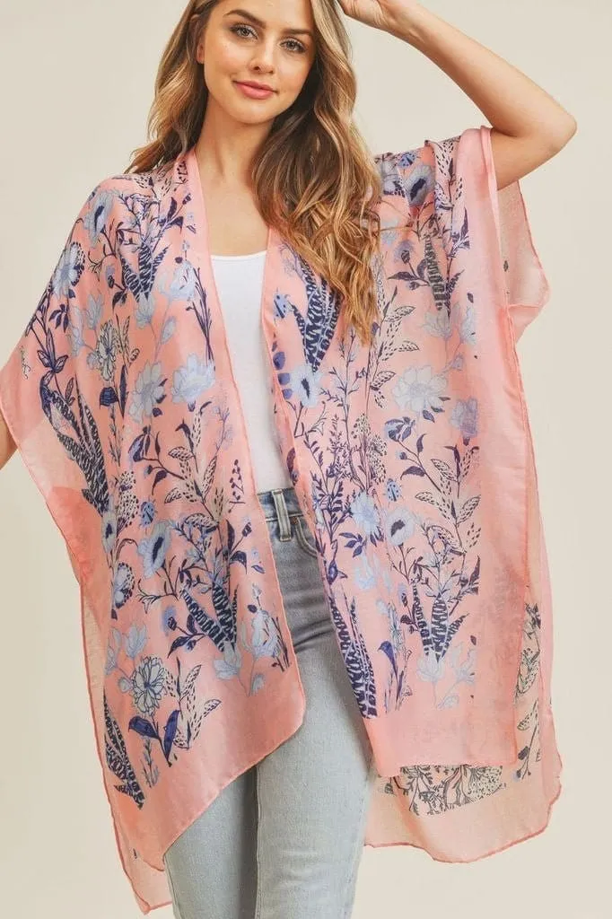 MS0212 Flower Pattern Beach Summer Kimono