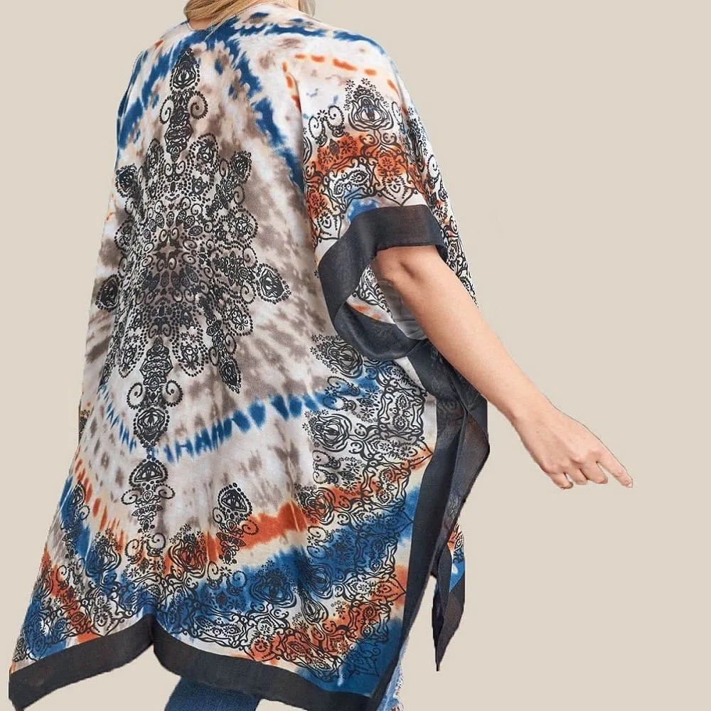 MS0221 Tie Die Boho Summer Kimono