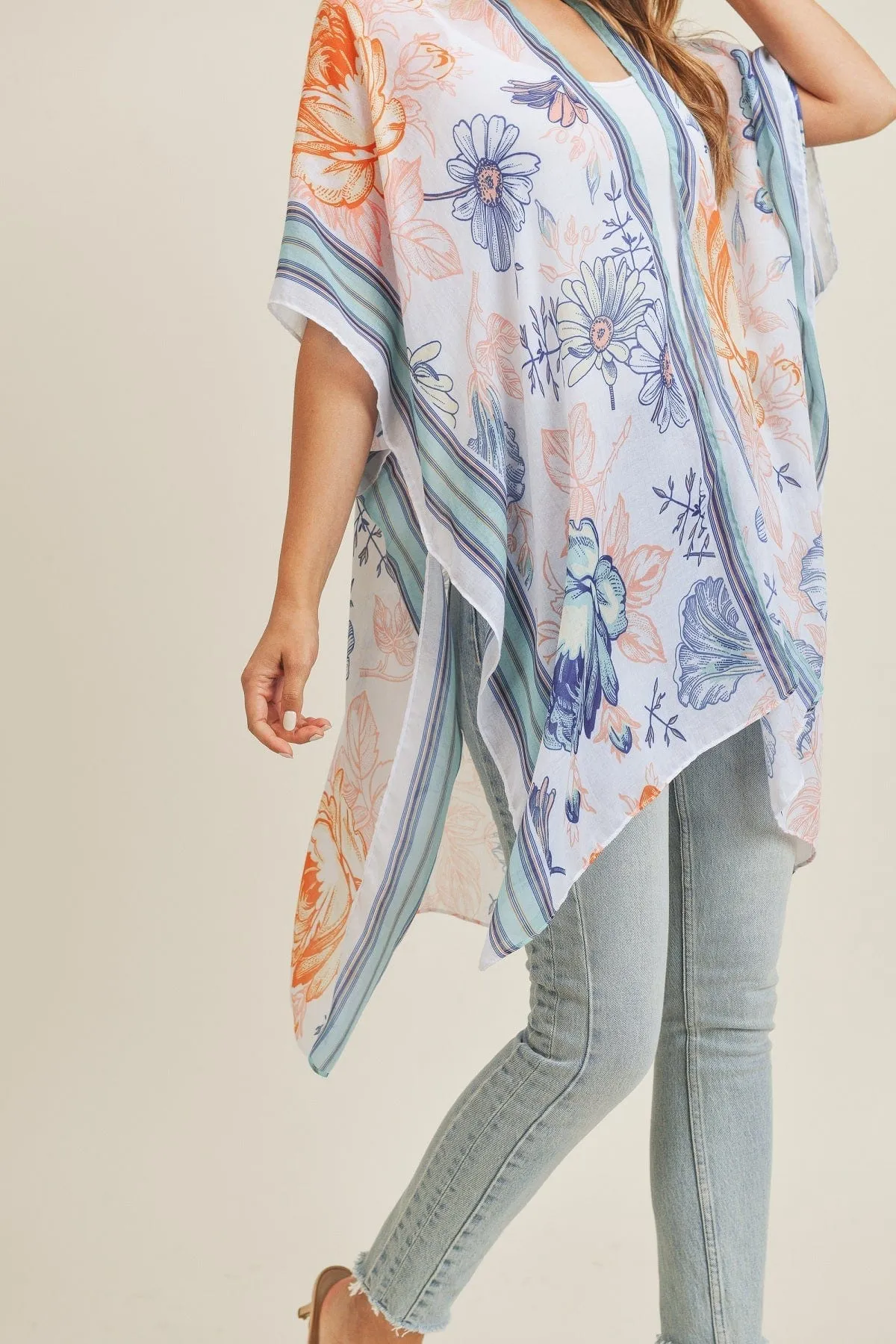 MS0224 Multi Flower Pattern Summer Kimono