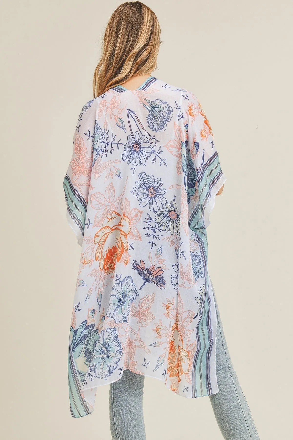 MS0224 Multi Flower Pattern Summer Kimono