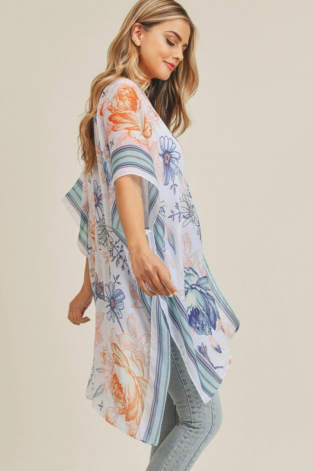 MS0224 Multi Flower Pattern Summer Kimono